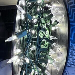 A Reel Of LED HOLIDAY LIGHTS Warm White LED Dome Lights Used Once Like New